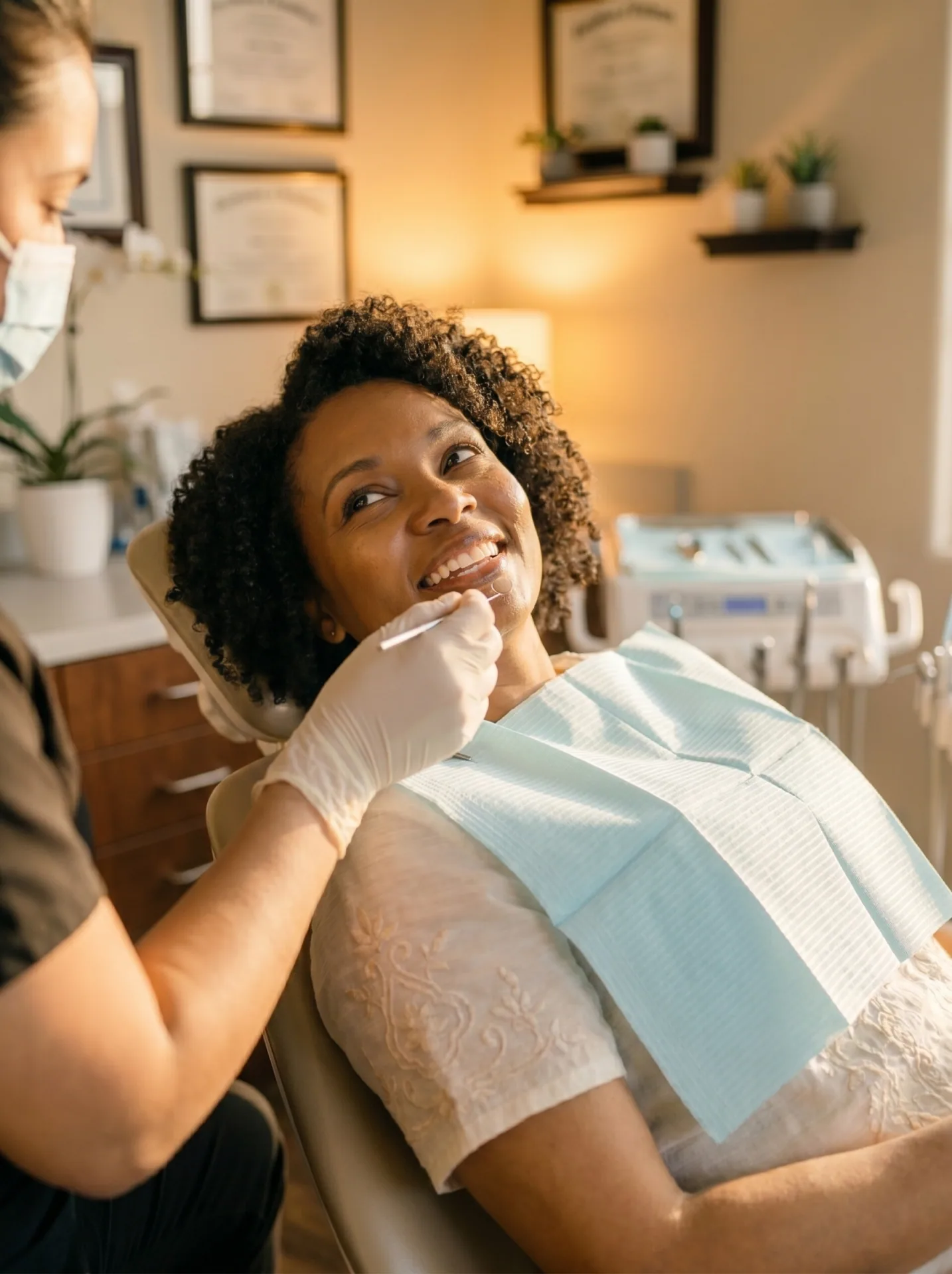 Patient receiving dental care at WhiteLine Dental Clinic, Al Rigga – from consultation to aftercare